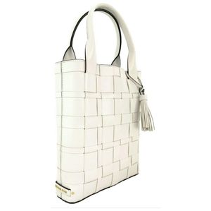 Michael Michael Kors White Leather Vivian Woven Large Tote Bag